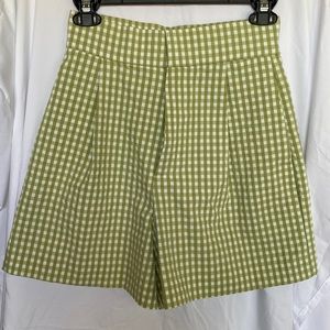 Green gingham shorts